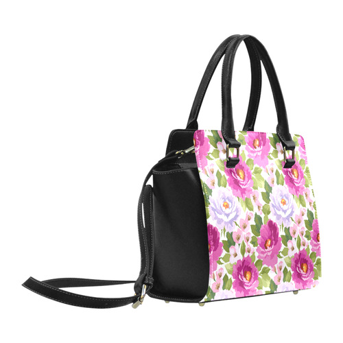 Beautiful Pink Watercolor Floral Pattern Classic Shoulder Handbag (Model 1653)