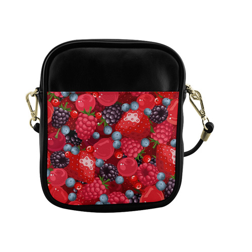 Strawberry Raspberry Blueberry Fruit Pattern Sling Bag (Model 1627)