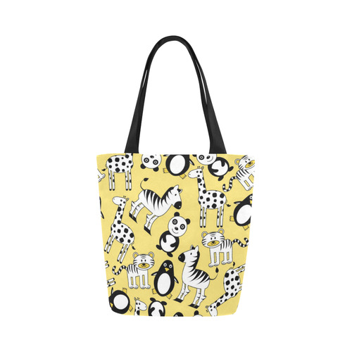 Cute Cartoon Animals Pattern Giraffe Panda Canvas Tote Bag (Model 1657)