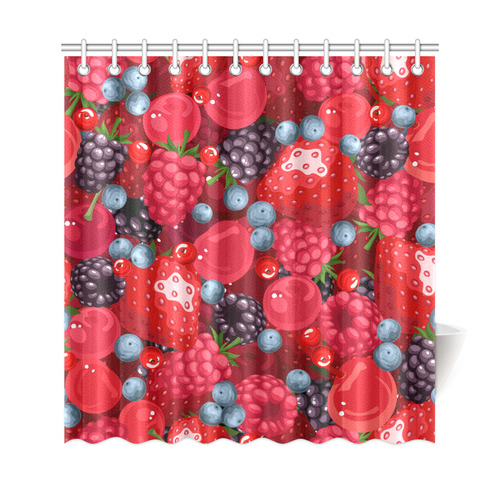 Strawberry Raspberry Blueberry Fruit Pattern Shower Curtain 69"x72"