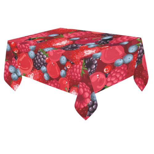 Strawberry Raspberry Blueberry Cranberry Fruit Cotton Linen Tablecloth 60"x 84"