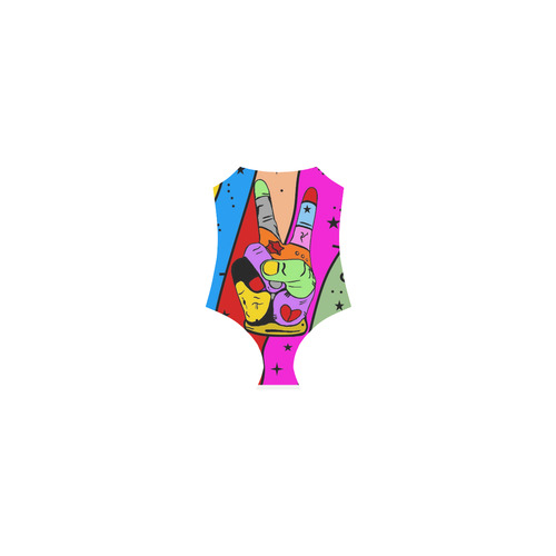 Peace Popart by Nico Bielow Strap Swimsuit ( Model S05)