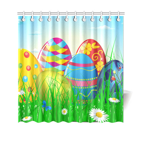 Happy Easter Eggs Butterfly Landscape Shower Curtain 69"x70"