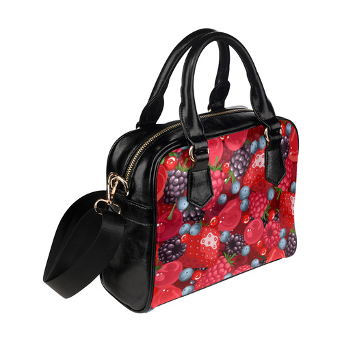 Strawberry Raspberry Blueberry Fruit Pattern Shoulder Handbag (Model 1634)
