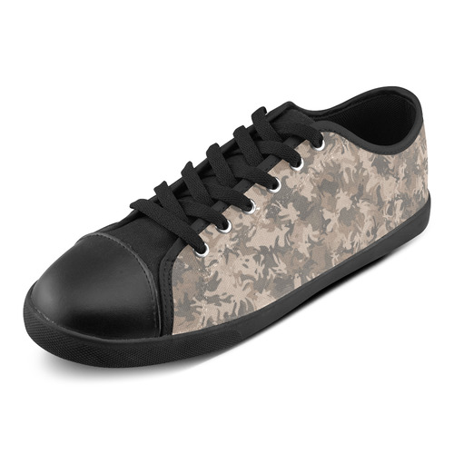 Beige Camouflage Leaves Canvas Shoes for Women/Large Size (Model 016)