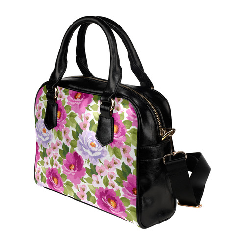 Beautiful Pink Watercolor Floral Pattern Shoulder Handbag (Model 1634)