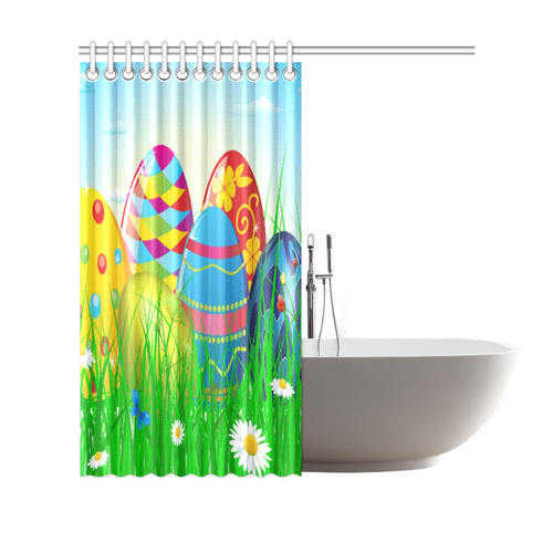 Happy Easter Eggs Butterfly Landscape Shower Curtain 69"x70"