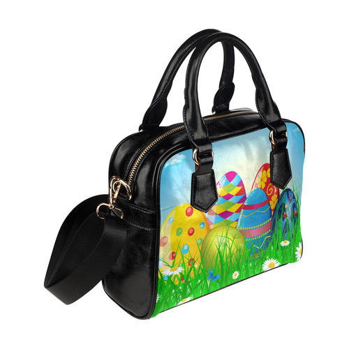 Happy Easter Eggs Butterfly Landscape Shoulder Handbag (Model 1634)