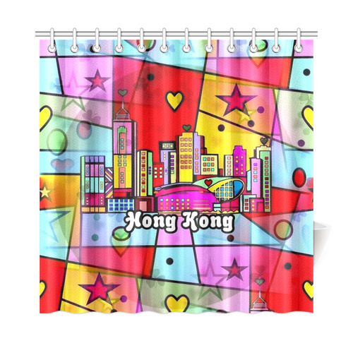 Hong Kong Popart by Nico Bielow Shower Curtain 72"x72"