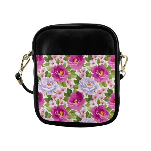 Beautiful Pink Watercolor Floral Pattern Sling Bag (Model 1627)