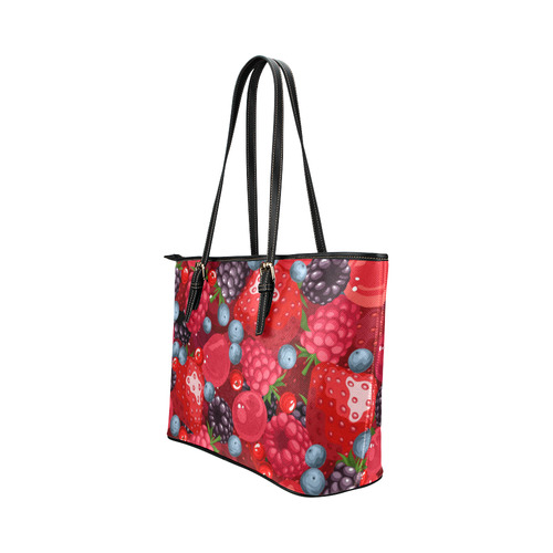 Strawberry Raspberry Blueberry Fruit Pattern Leather Tote Bag/Small (Model 1651)