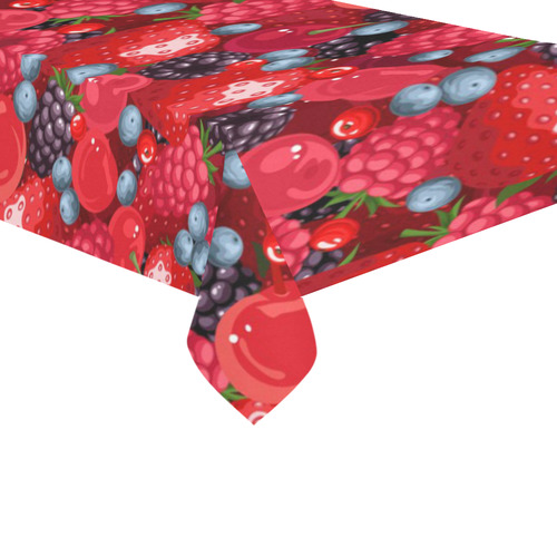 Strawberry Raspberry Blueberry Cranberry Fruit Cotton Linen Tablecloth 60"x 104"