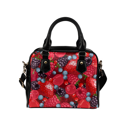 Strawberry Raspberry Blueberry Fruit Pattern Shoulder Handbag (Model 1634)