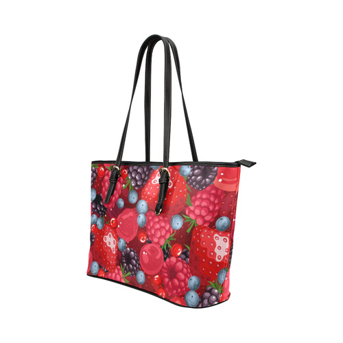 Strawberry Raspberry Blueberry Fruit Pattern Leather Tote Bag/Small (Model 1651)