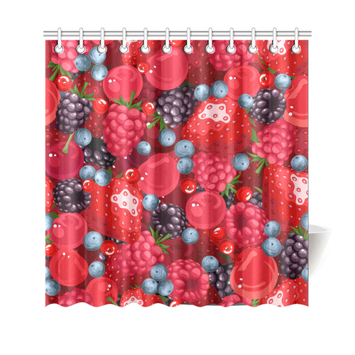 Strawberry Raspberry Blueberry Fruit Pattern Shower Curtain 69"x70"