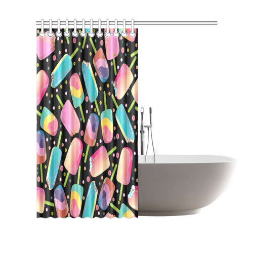 Ice Cream Bars Pattern Pink Yellow Aqua Shower Curtain 69"x70"