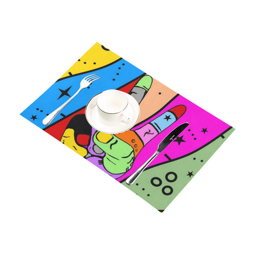 Peace Popart by Nico Bielow Placemat 12’’ x 18’’ (Set of 6)