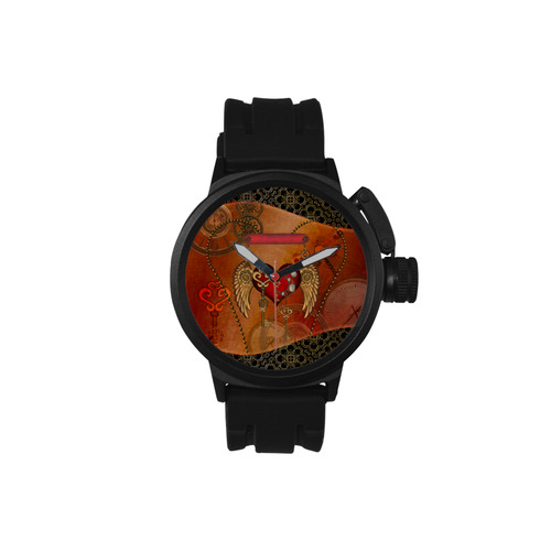 Steampunk, wonderful heart with wings Men's Sports Watch(Model 309)