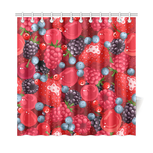 Strawberry Raspberry Blueberry Fruit Pattern Shower Curtain 72"x72"