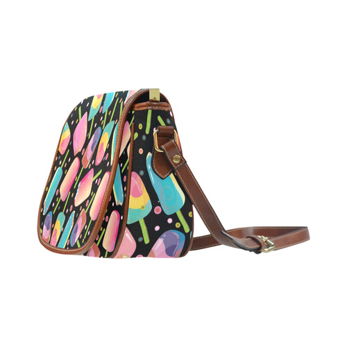 Ice Cream Bars Pattern Pink Yellow Aqua Saddle Bag/Small (Model 1649) Full Customization