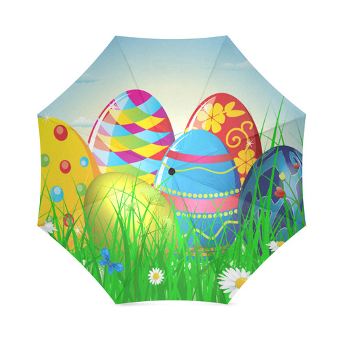 Happy Easter Eggs Butterfly Landscape Foldable Umbrella (Model U01)