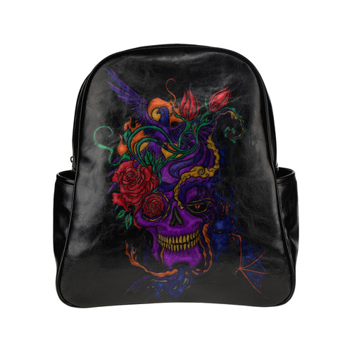 Funny Funky Sugar Skull Multi-Pockets Backpack (Model 1636)