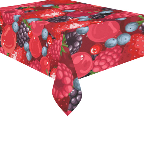 Strawberry Raspberry Blueberry Cranberry Fruit Cotton Linen Tablecloth 60"x 84"