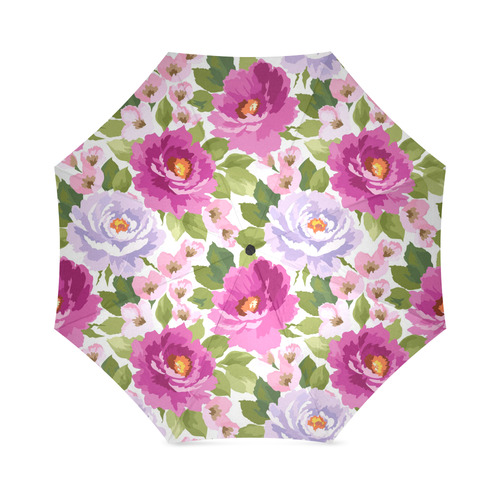 Beautiful Pink Watercolor Floral Pattern Foldable Umbrella (Model U01)