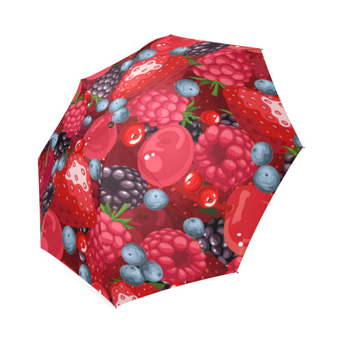 Strawberry Raspberry Blueberry Fruit Pattern Foldable Umbrella (Model U01)