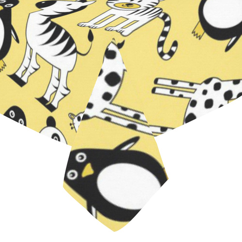 Cute Cartoon Animals Pattern Giraffe Panda Cotton Linen Tablecloth 52"x 70"