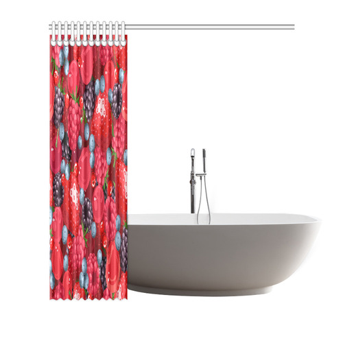 Strawberry Raspberry Blueberry Fruit Pattern Shower Curtain 72"x72"