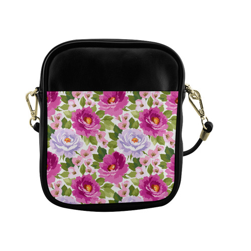Beautiful Pink Watercolor Floral Pattern Sling Bag (Model 1627)
