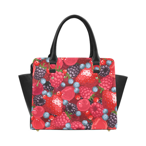 Strawberry Raspberry Blueberry Fruit Pattern Classic Shoulder Handbag (Model 1653)