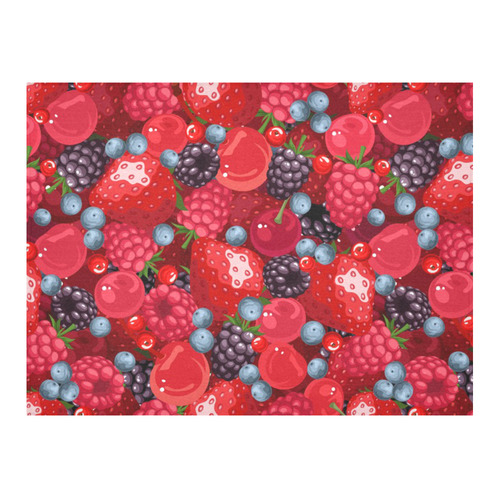 Strawberry Raspberry Blueberry Cranberry Fruit Cotton Linen Tablecloth 52"x 70"