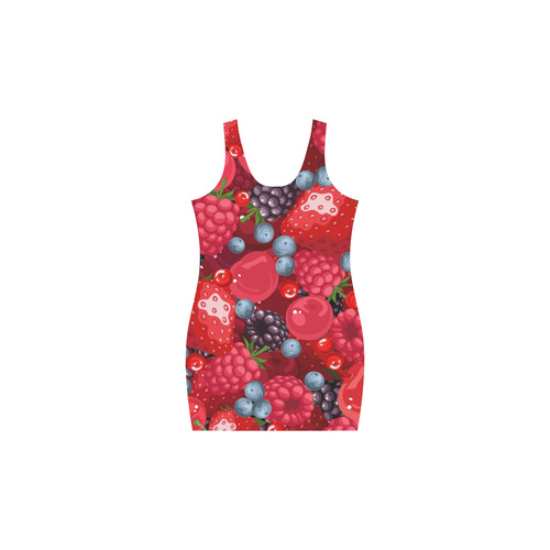 Strawberry Raspberry Blueberry Fruit Pattern Medea Vest Dress (Model D06)