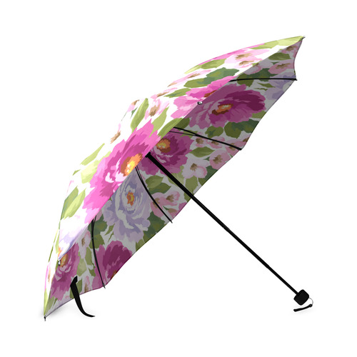Beautiful Pink Watercolor Floral Pattern Foldable Umbrella (Model U01)