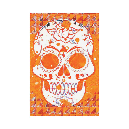 Trendy Skull,orange by JamColors Garden Flag 12‘’x18‘’（Without Flagpole）