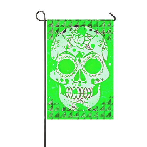 Trendy Skull, neon green by JamColors Garden Flag 12‘’x18‘’（Without Flagpole）