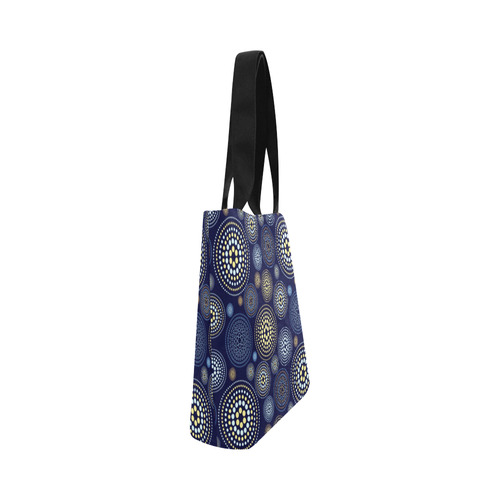 Blue Gold Circles Abstract Pattern Canvas Tote Bag (Model 1657)