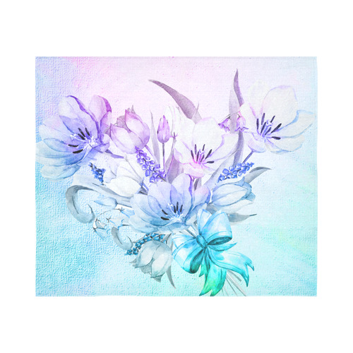 Wonderful flowers in soft watercolors Cotton Linen Wall Tapestry 60"x 51"
