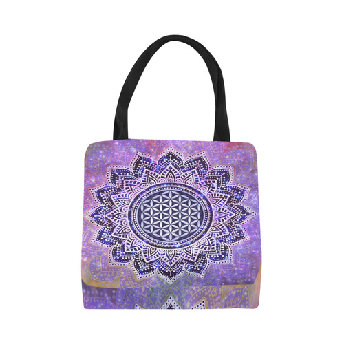 Flower Of Life Lotus Of India Galaxy Colored Canvas Tote Bag (Model 1657)