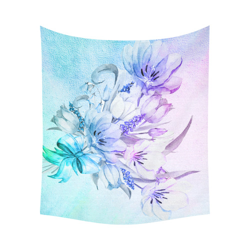 Wonderful flowers in soft watercolors Cotton Linen Wall Tapestry 60"x 51"