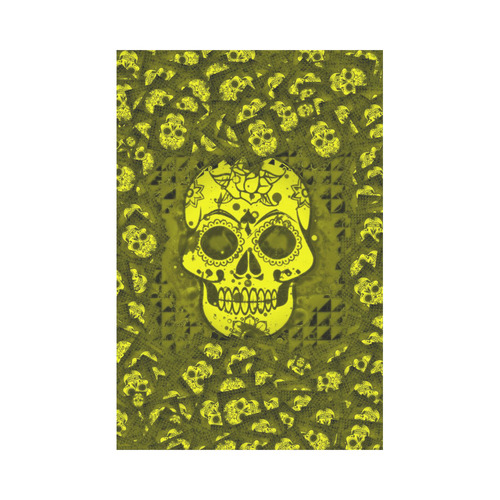 skull 317 yellow by JamColors Garden Flag 12‘’x18‘’（Without Flagpole）