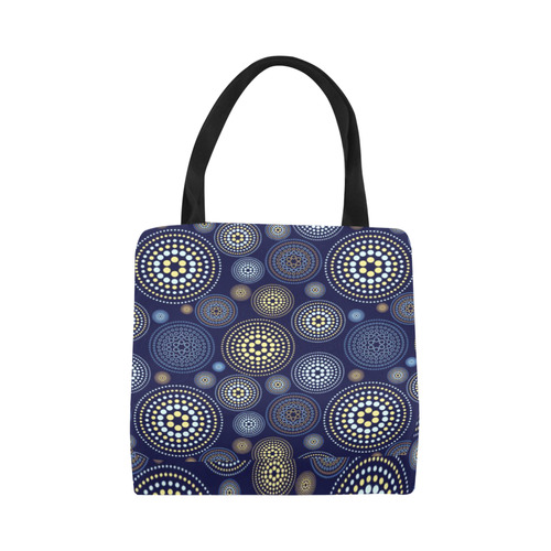 Blue Gold Circles Abstract Pattern Canvas Tote Bag (Model 1657)