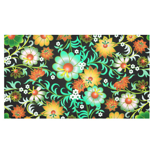 Beautiful Vintage European Floral Pattern Cotton Linen Tablecloth 60"x 104"