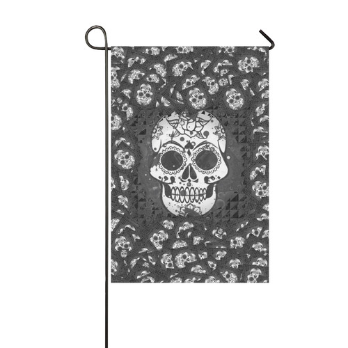skull 317 B&W by JamColors Garden Flag 12‘’x18‘’（Without Flagpole）