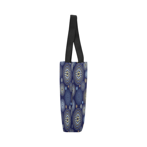 Blue Gold Circles Abstract Pattern Canvas Tote Bag (Model 1657)