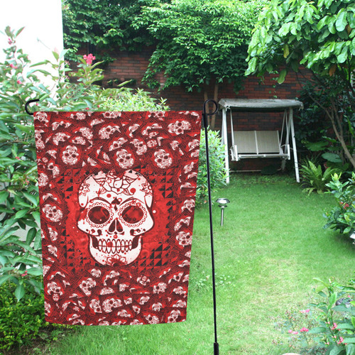 skull 317 red by JamColors Garden Flag 12‘’x18‘’（Without Flagpole）