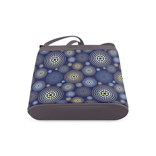 Blue Gold Circles Abstract Pattern Crossbody Bags (Model 1613)