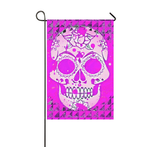 Trendy Skull,hot pink by JamColors Garden Flag 12‘’x18‘’（Without Flagpole）